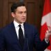 Canadian Conservative Party leader Pierre Poilievre speaks during a news conference on Parliament Hill on December 16, 2024 in Ottawa. Deputy Prime Minister Chrystia Freeland in a surprise announcement on Monday quit over disagreements with Justin Trudeau on Canada's response to US President-elect Donald Trump's tariff threats. (Photo by Dave Chan / AFP) (Photo by DAVE CHAN/AFP via Getty Images)