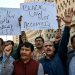 Members of the Pakistan Federal Union of Journalists shout slogans during a protest against amendments in the Prevention of Electronic Crimes Act (PECA) in Karachi on January 28, 2025. Pakistan criminalised online disinformation on January 28, passing legislation that enshrines punishments of up to three years in prison, a decision journalists say is designed to crack down on dissent. (Photo by Asif HASSAN / AFP)
